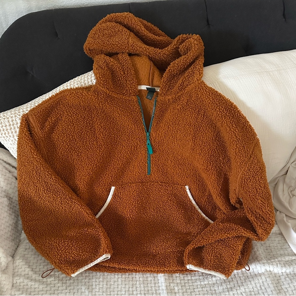 Wild Fable Tan Zip-Up Sweater Sherpa